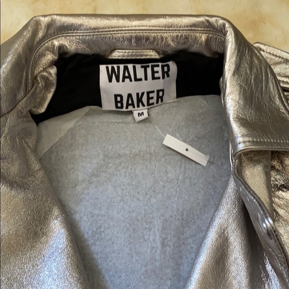 Walter Baker Allison Leather Moto Silver Jacket - Picture 8 of 16